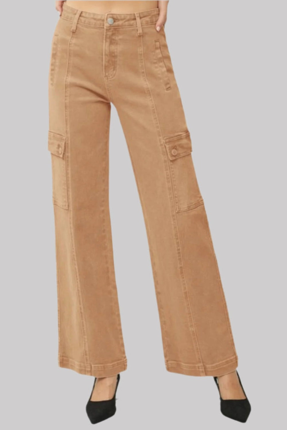 RISEN Full Size High Rise Wide Leg Cargo Jeans - Charming Charlie
