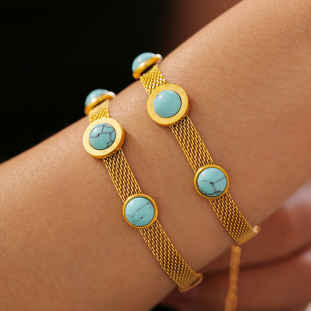 Turquoise Titanium Steel Bracelet - Charming Charlie