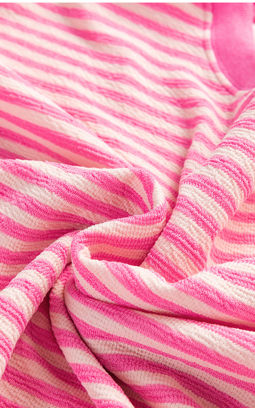 Striped Round Neck Long Sleeve Sweatshirt - Charming Charlie
