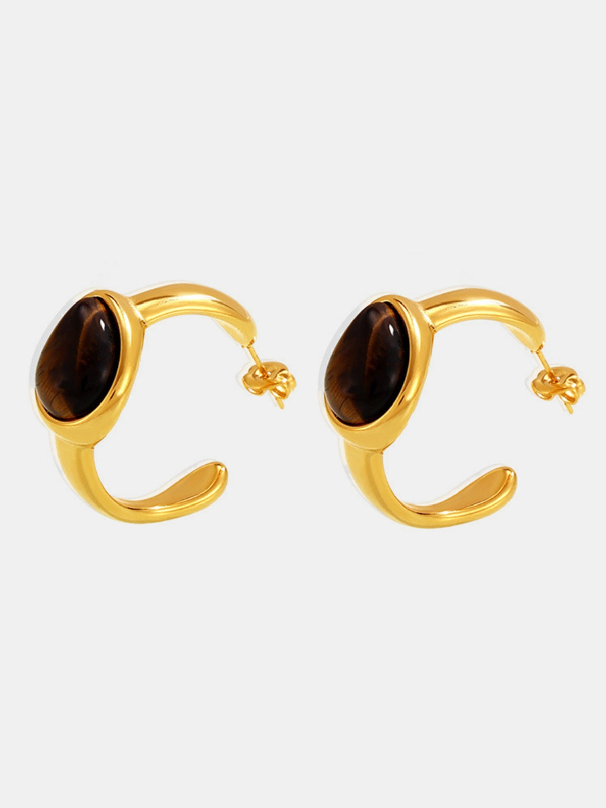 Stainless Steel Tigerite Ring and C-Hoop Earrings Set - Charming Charlie