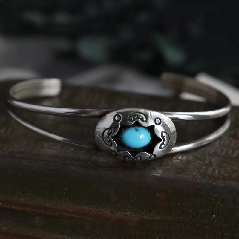 Artificial Turquoise Alloy Open Bracelet - Charming Charlie