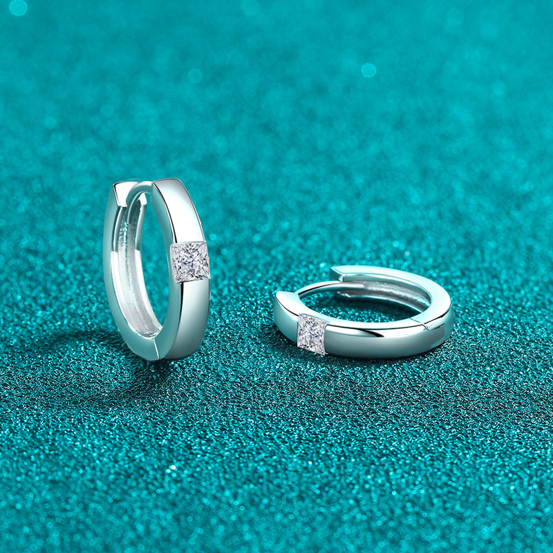 925 Sterling Silver Moissanite Huggie Earrings - Charming Charlie