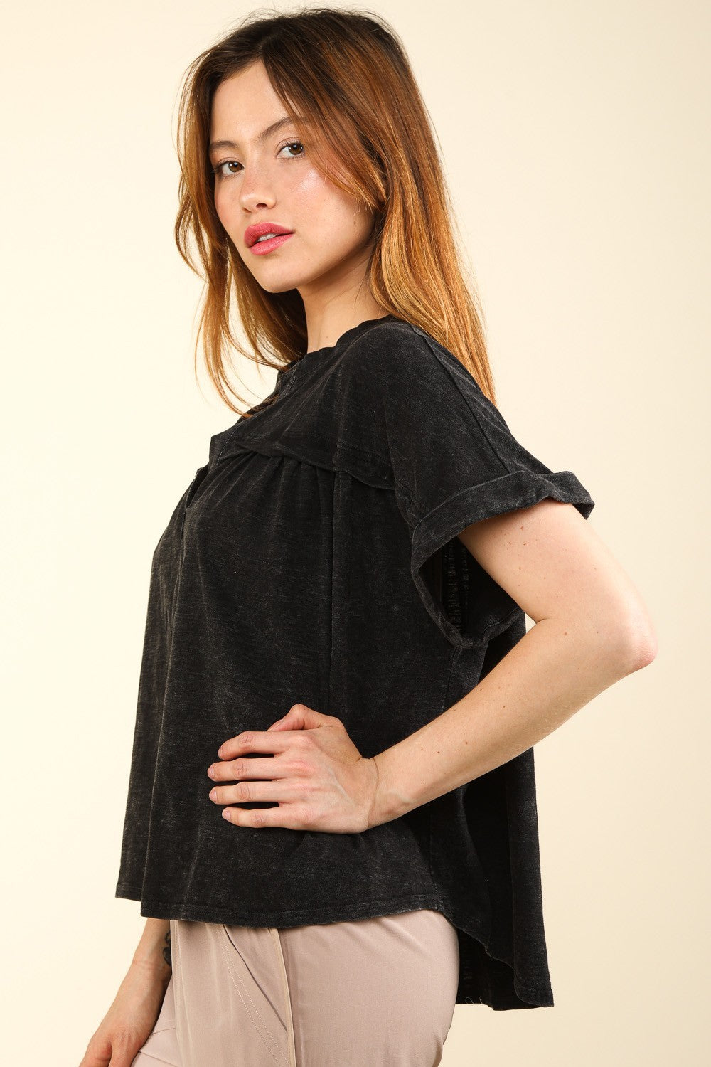 VERY J Nochted Short Sleeve Washed T-Shirt - Charming Charlie
