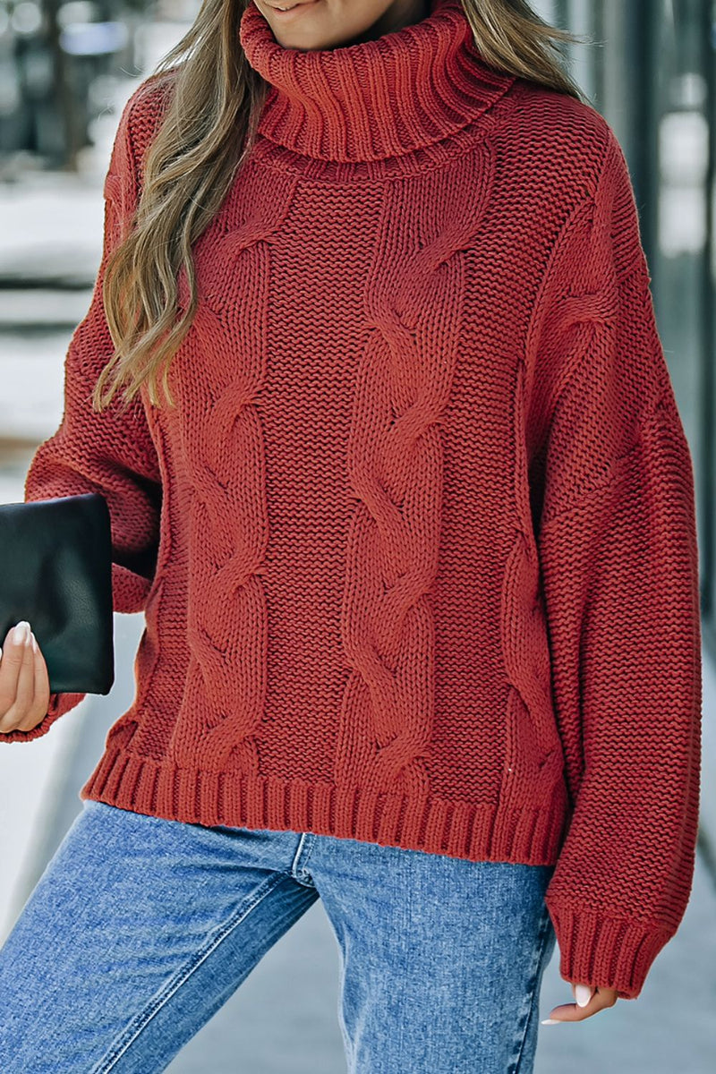 Turtleneck Dropped Shoulder Sweater and Midi Dress Sweater Set