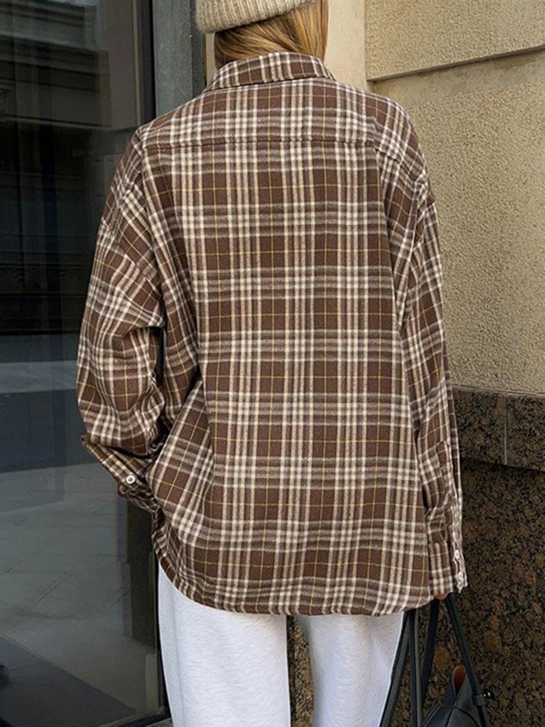 Pocketed Plaid Button Up Shacket - Charming Charlie
