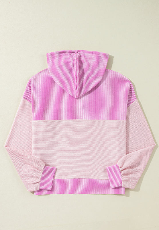 Corded Color Block Drawstring Hoodie - Charming Charlie