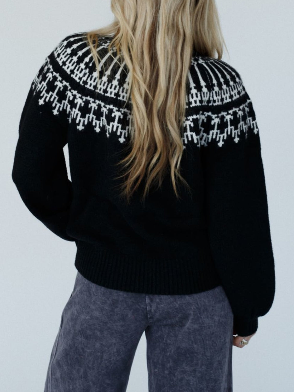 Contrast Turtleneck Long Sleeve Sweater - Charming Charlie
