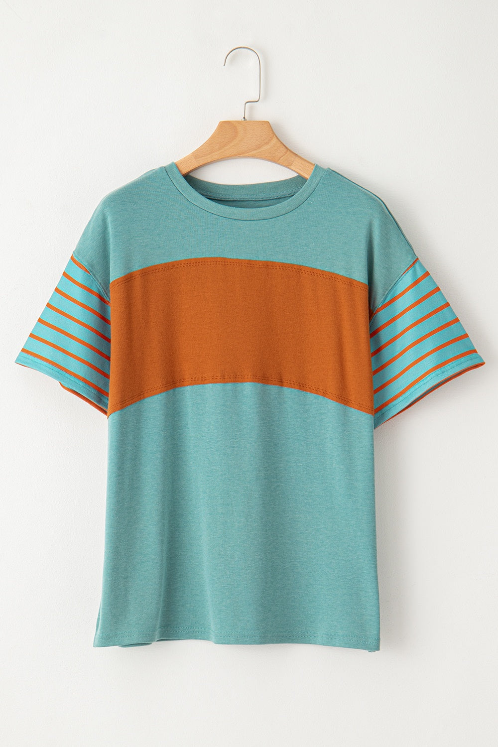 Striped Round Neck Short Sleeve T-Shirt - Charming Charlie