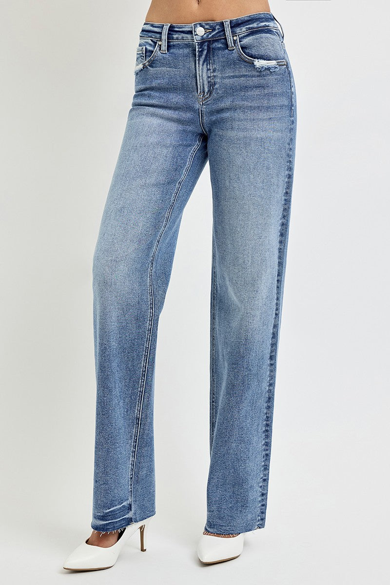 RISEN Full Size High Rise Straight Leg Jeans with Pockets - Charming Charlie