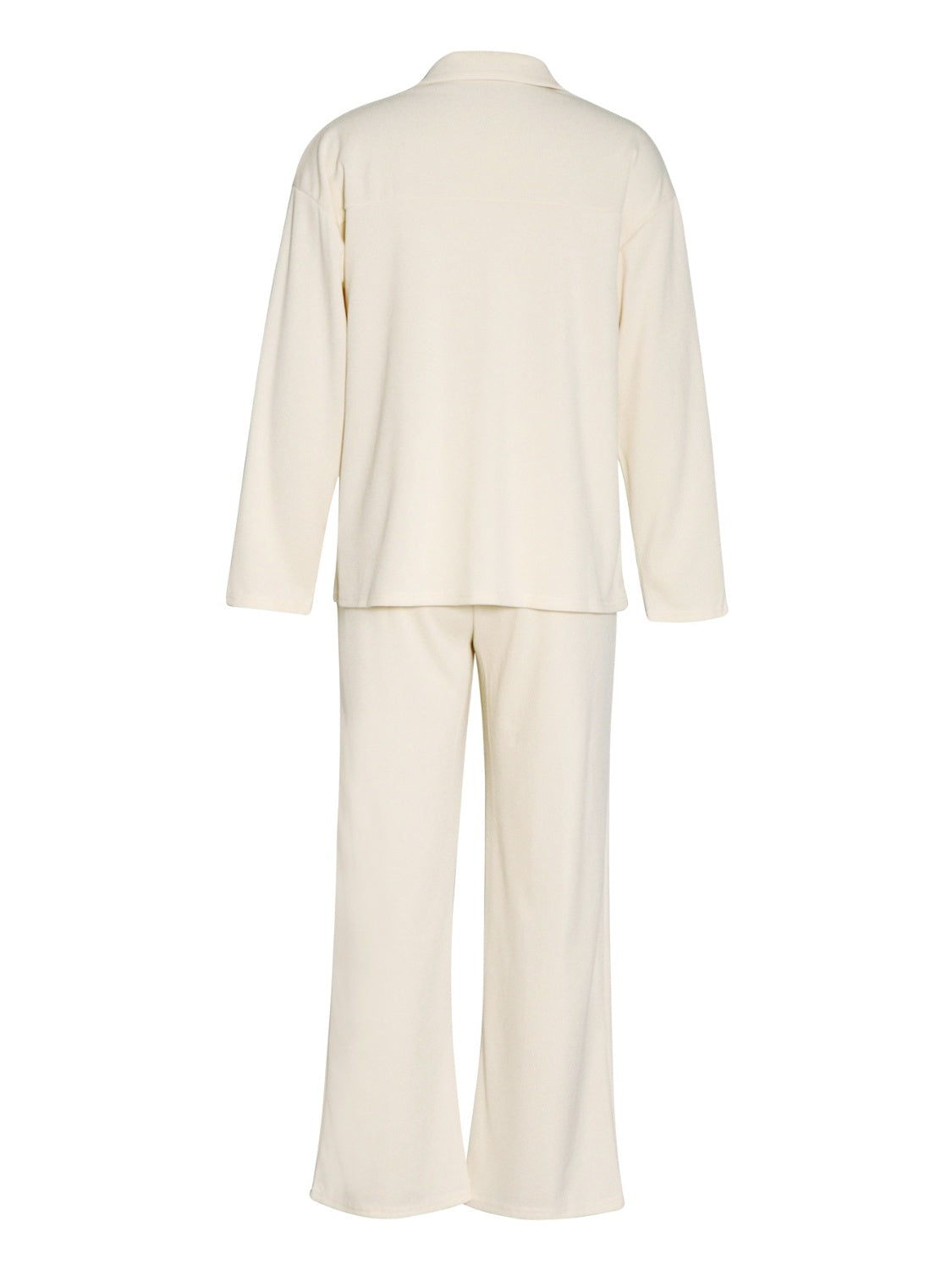 Collared Neck Long Sleeve Top and Drawstring Pants Set - Charming Charlie