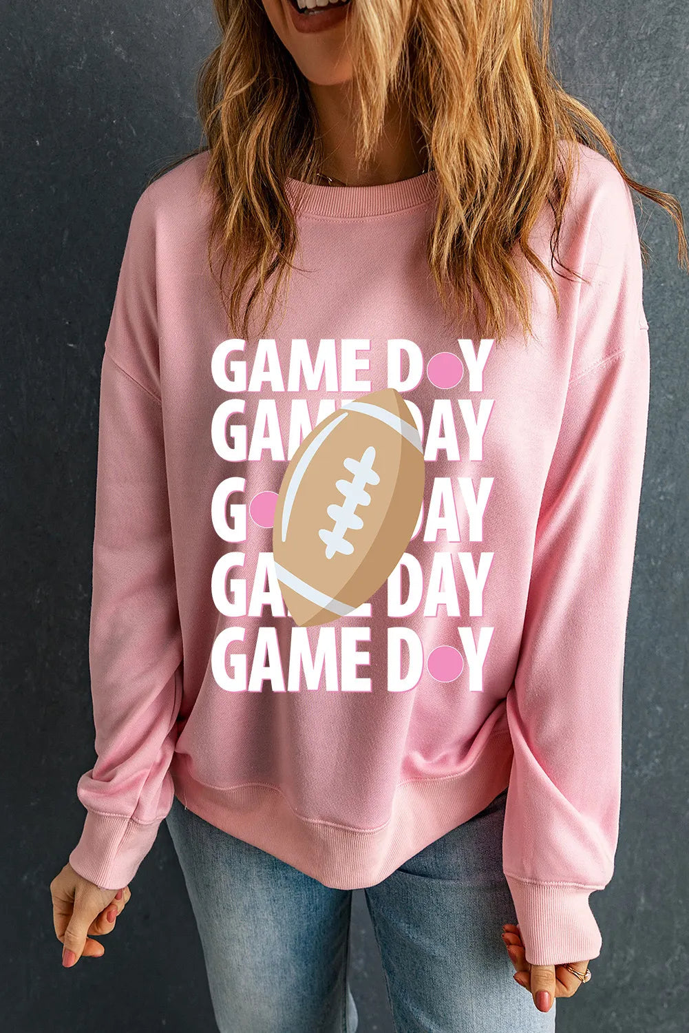 GAME DAY Round Neck Long Sleeve Sweatshirt - Charming Charlie
