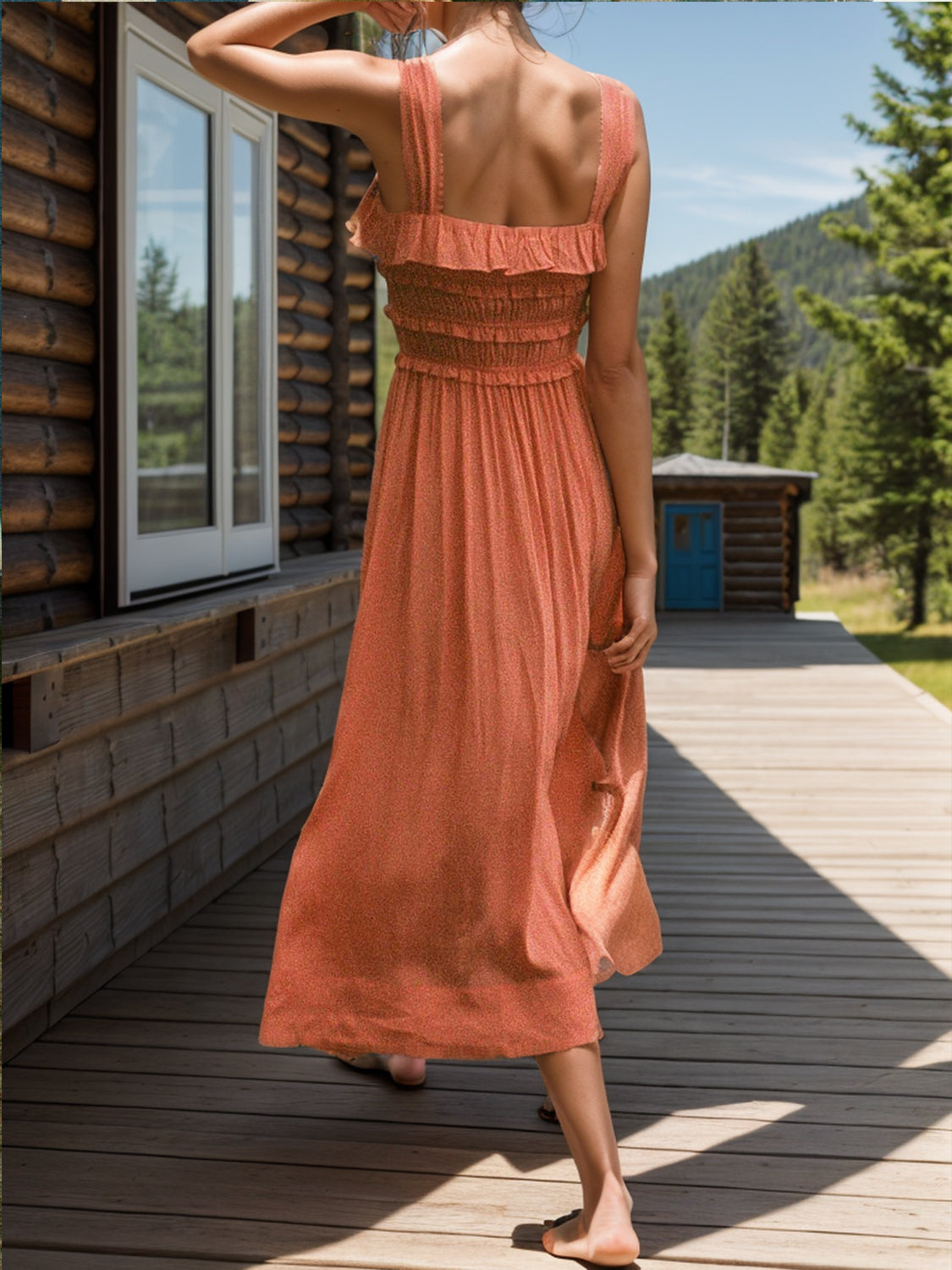 Frill Square Neck Wide Strap Dress - Charming Charlie