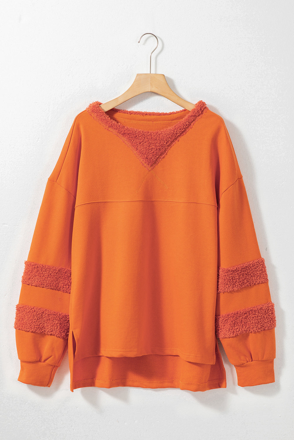 High-Low Round Neck Long Sleeve Sweatshirt - Charming Charlie