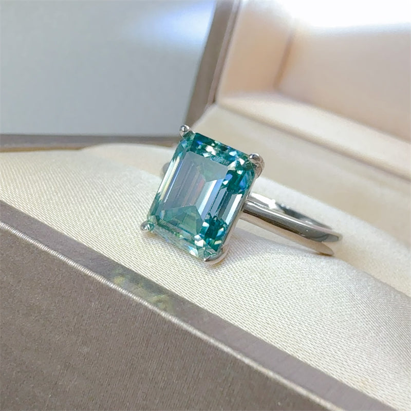 2 Carat 925 Sterling Silver Rectangle Shape Moissanite Ring - Charming Charlie