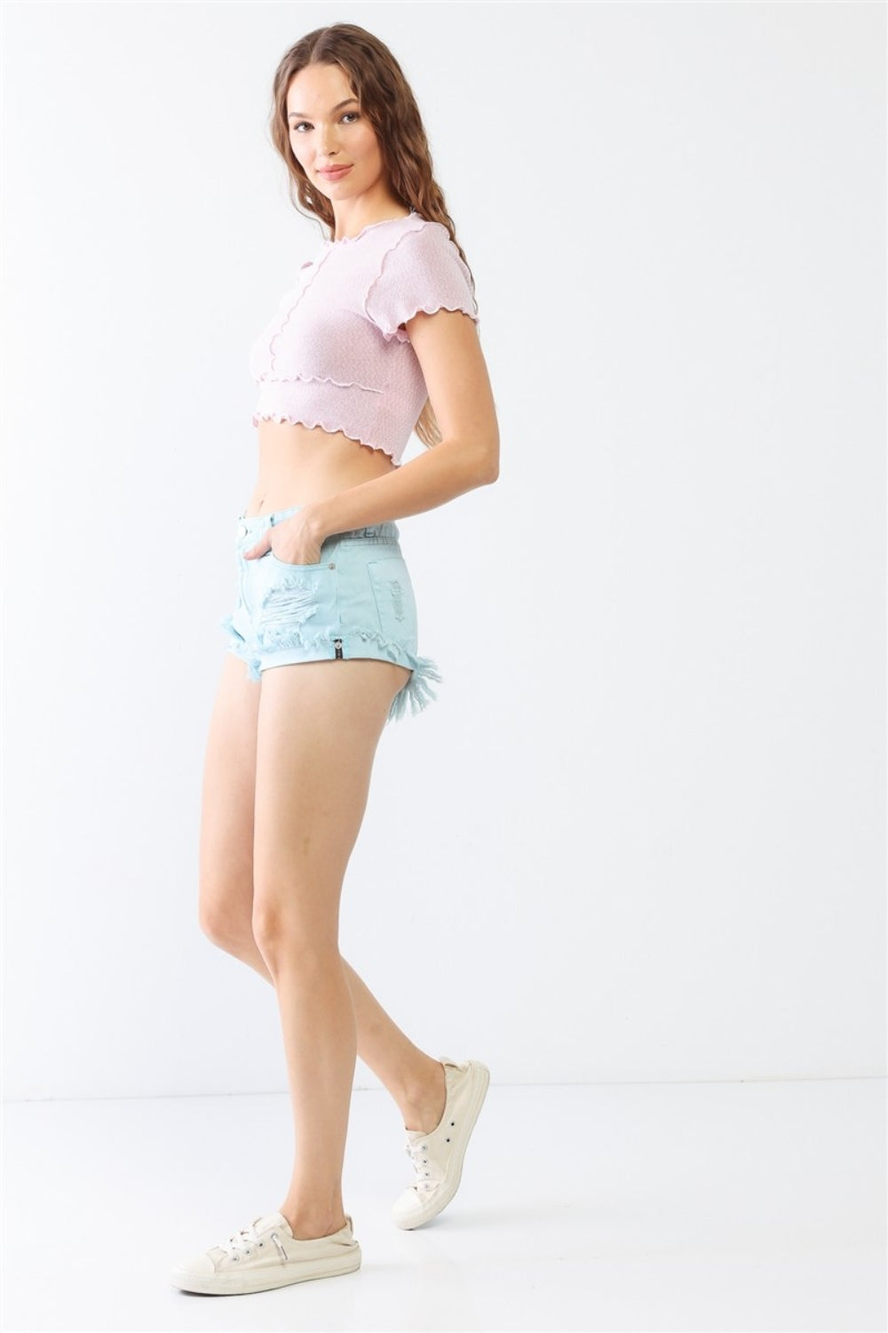 Tasha Apparel Distressed Ripped Denim Shorts - Charming Charlie