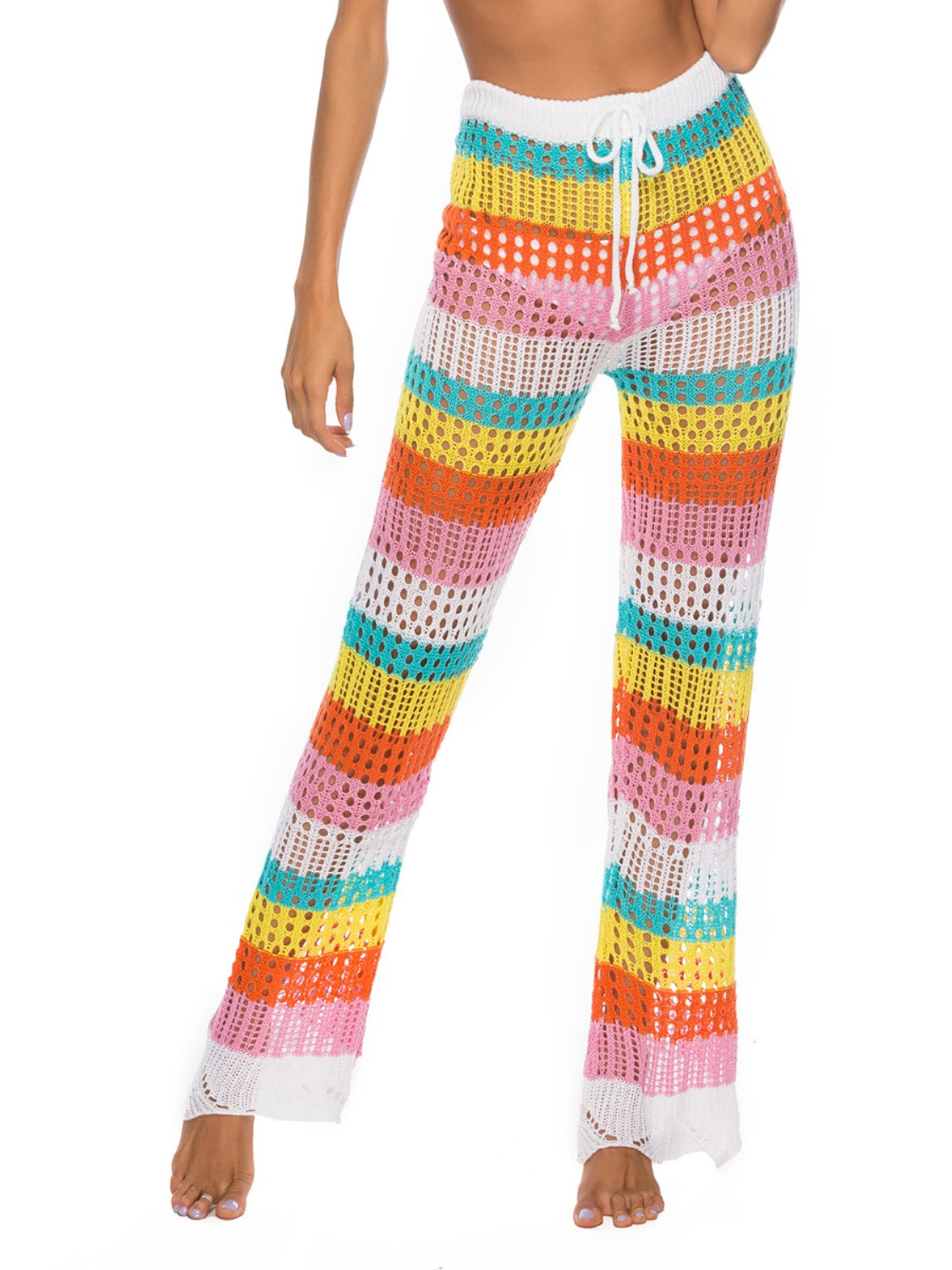 Cutout Contrast High Waist Swim Pants - Charming Charlie
