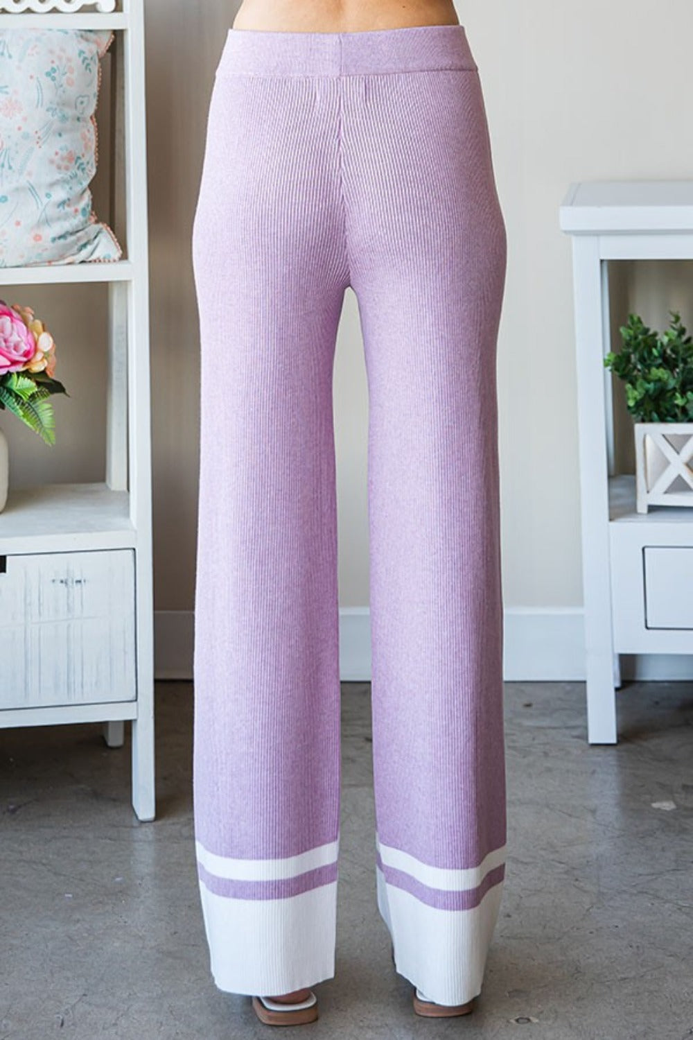 First Love Contrast Ribbed Knit Pants - Charming Charlie