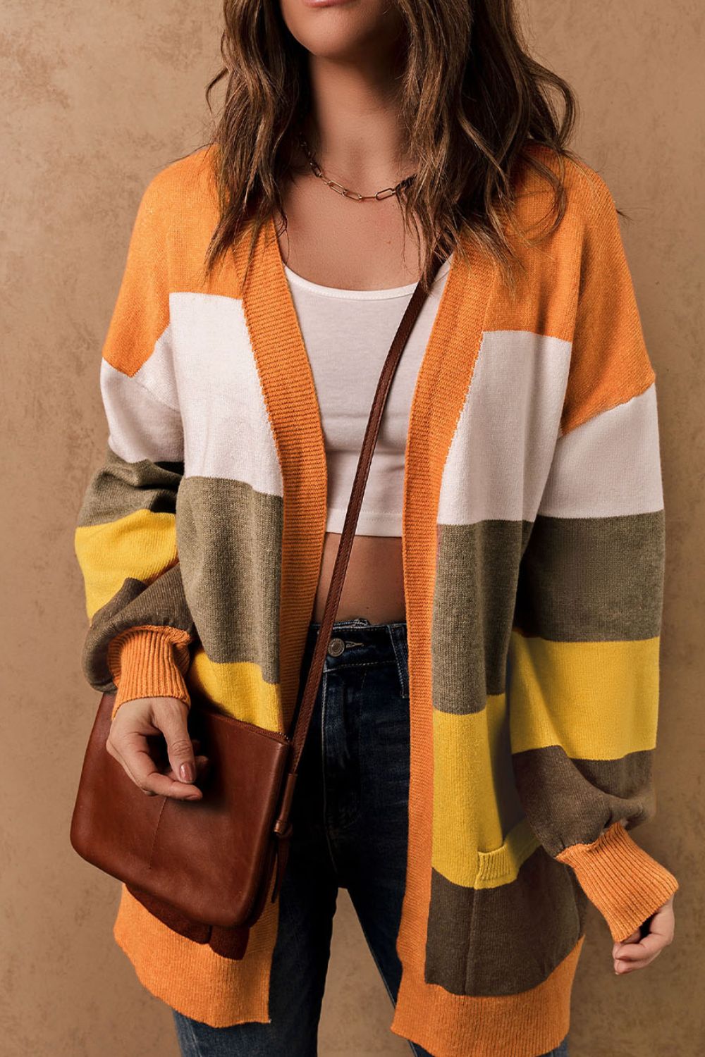 Open Front Color Block Cardigan - Charming Charlie