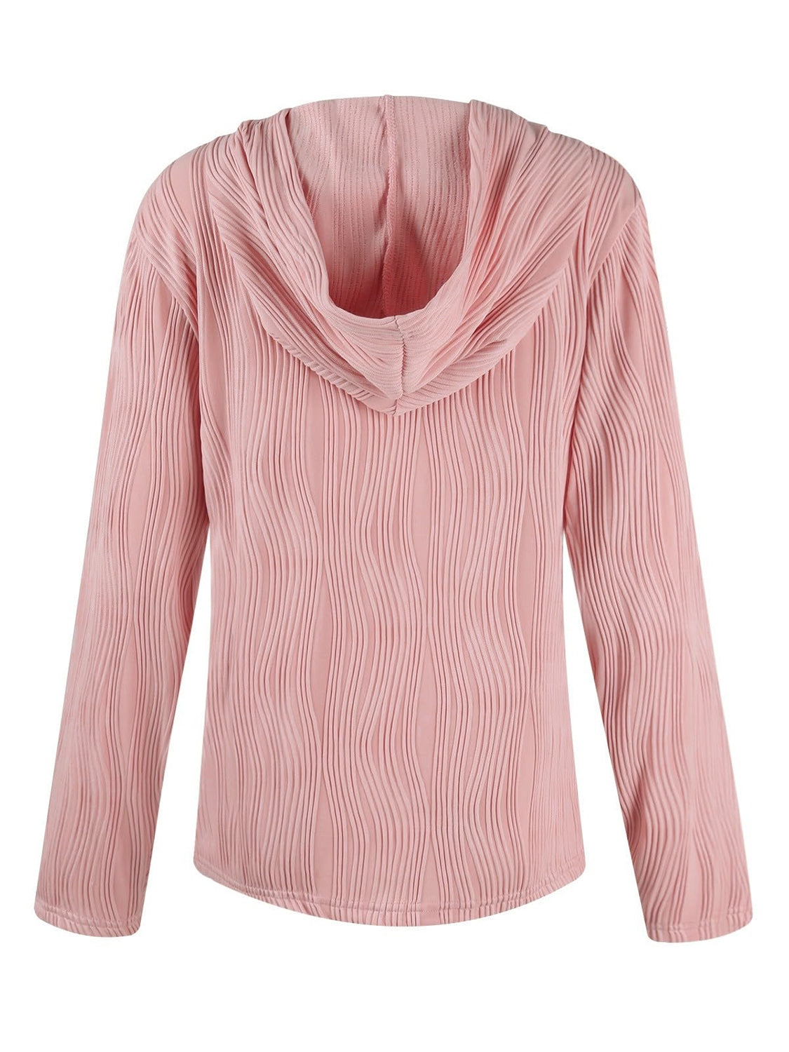 Textured Long Sleeve Hoodie - Charming Charlie