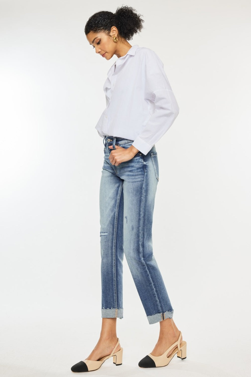 Kancan High Rise Cuffed Straight Jeans - Charming Charlie