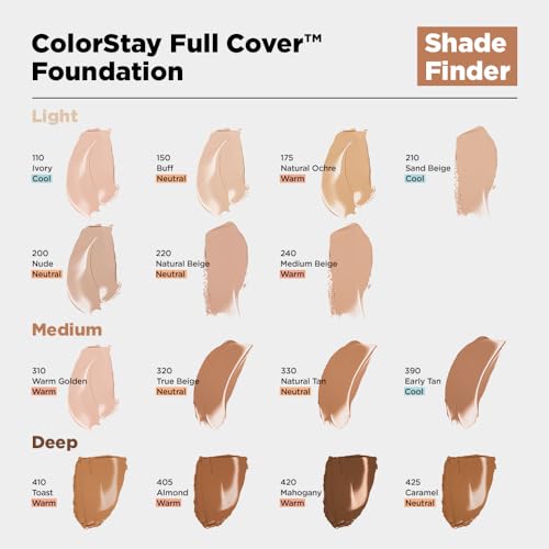 Revlon ColorStay Full Cover Longwear Matte Foundation, Heat & Sweat Resistant Lightweight Face Makeup - Charming Charlie