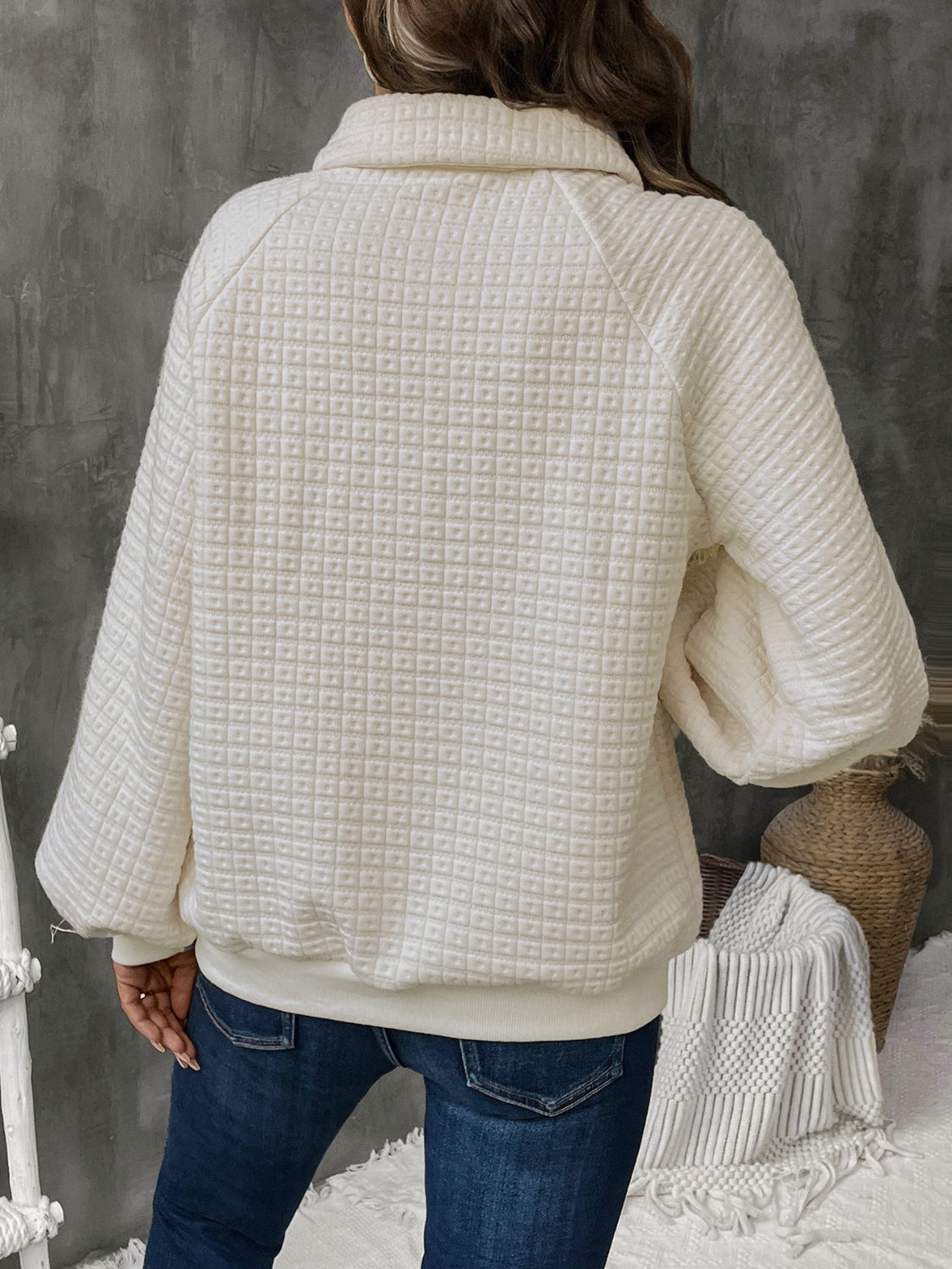 Half Button Long Sleeve Sweatshirt - Charming Charlie