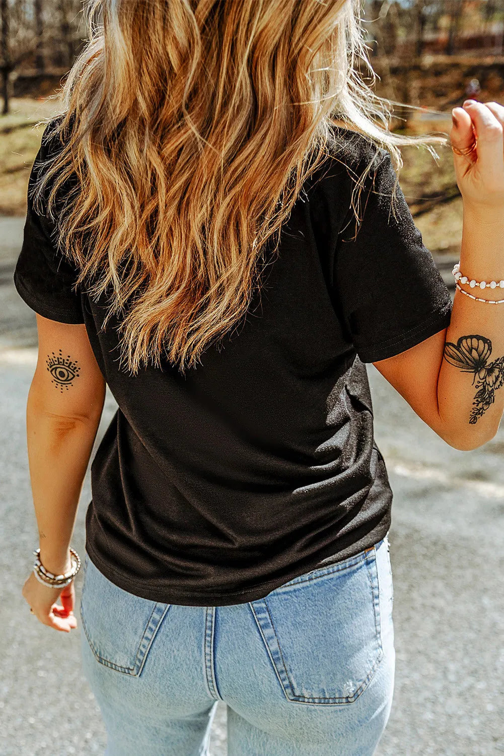 Sequin Round Neck Short Sleeve T-Shirt - Charming Charlie
