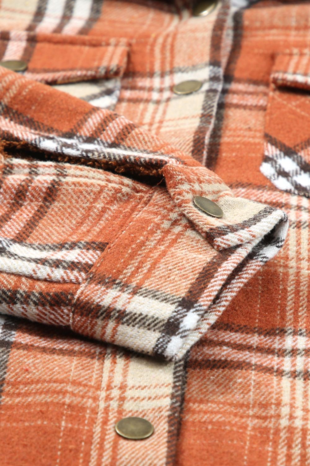 Plaid Button Up Long Sleeve Hooded Jacket - Charming Charlie