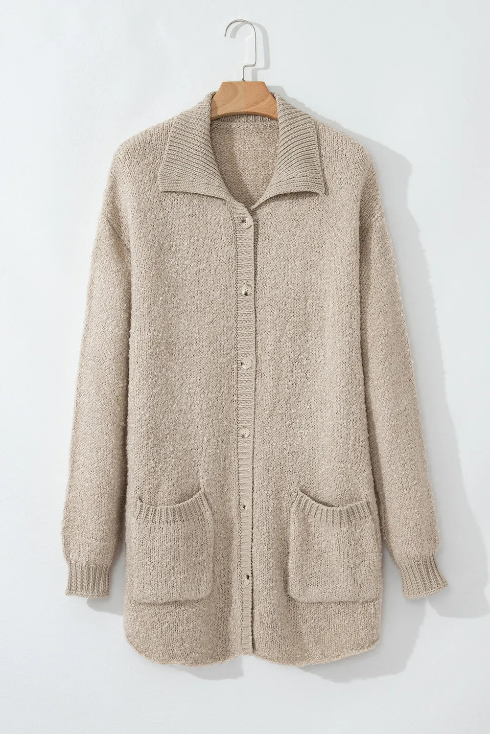 Pocketed Button Up Long Sleeve Cardigan - Charming Charlie