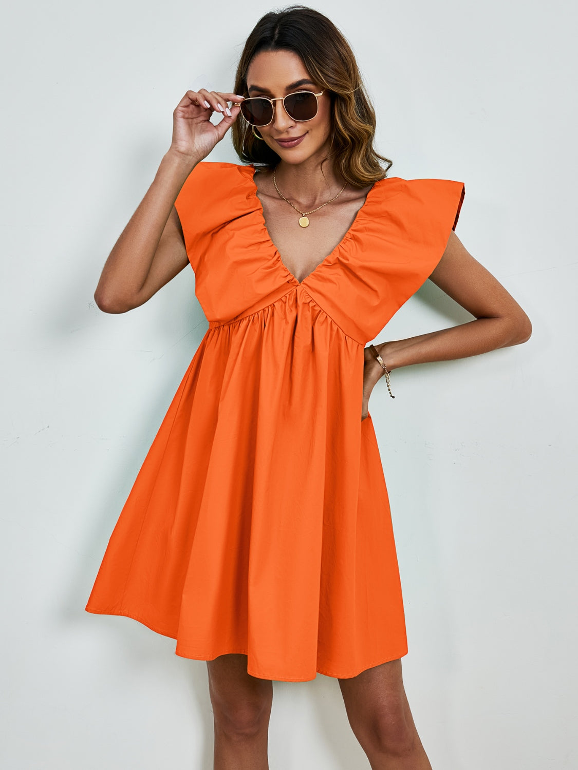 V-Neck Cap Sleeve Mini Dress - Charming Charlie