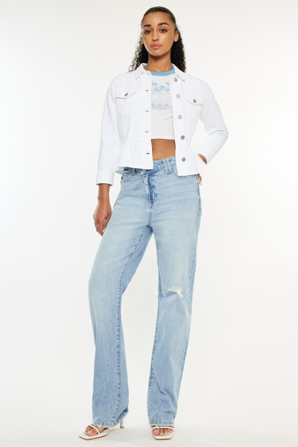 Kancan Distressed High Waist Straight Jeans - Charming Charlie