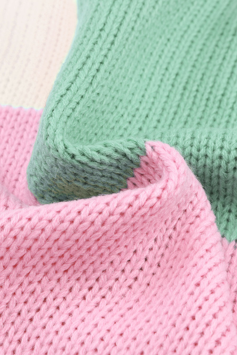 Color Block Round Neck Drop Shoulder Sweater - Charming Charlie