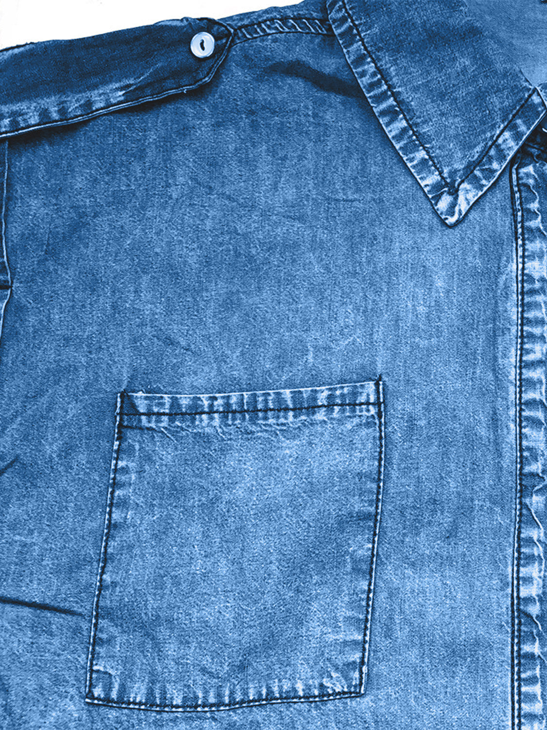 Collared Neck Cap Sleeve Denim Top - Charming Charlie