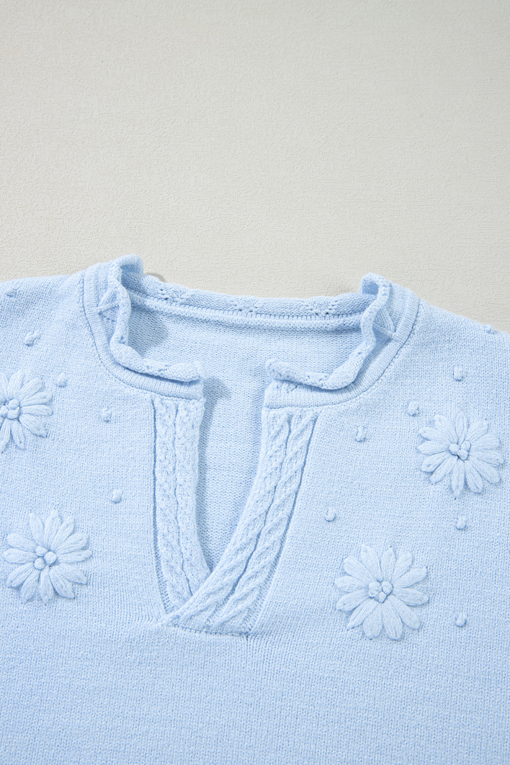 Daisy Notched Long Sleeve Sweater - Charming Charlie