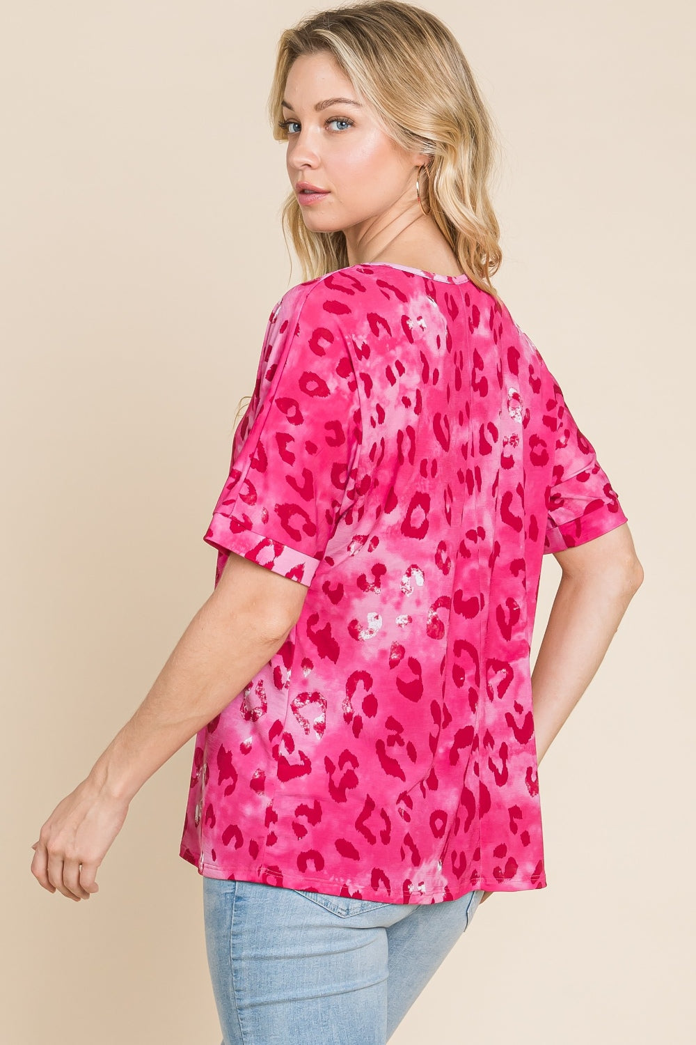 BOMBOM Leopard V-Neck Short Sleeve T-Shirt - Charming Charlie