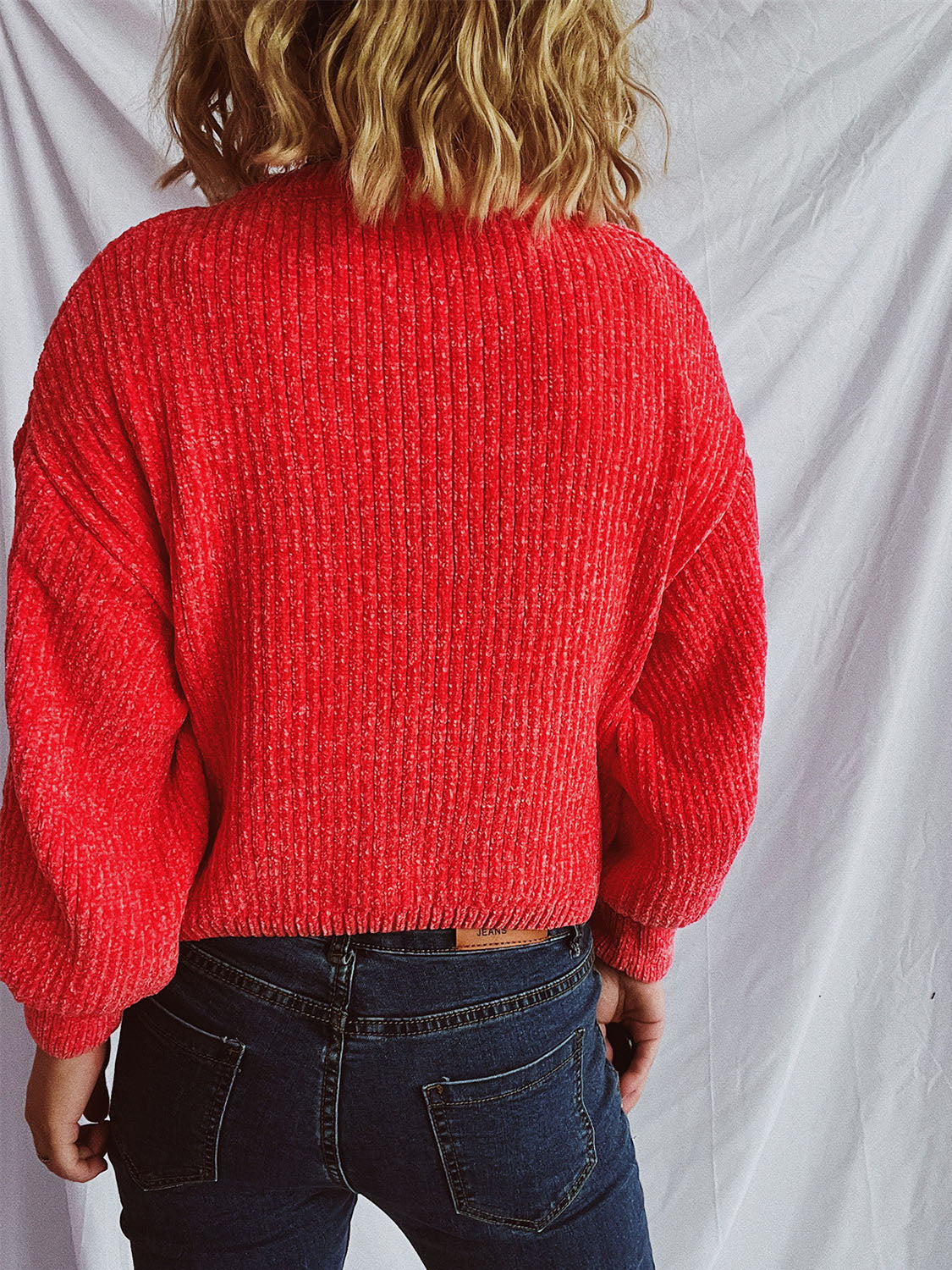 Round Neck Dropped Shoulder Long Sleeve Sweater - Charming Charlie