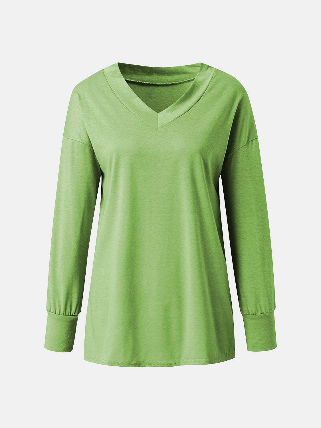 Full Size V-Neck Long Sleeve T-Shirt - Charming Charlie