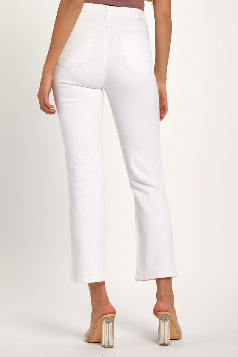 RISEN Full Size Distressed Cropped Straight Jeans - Charming Charlie