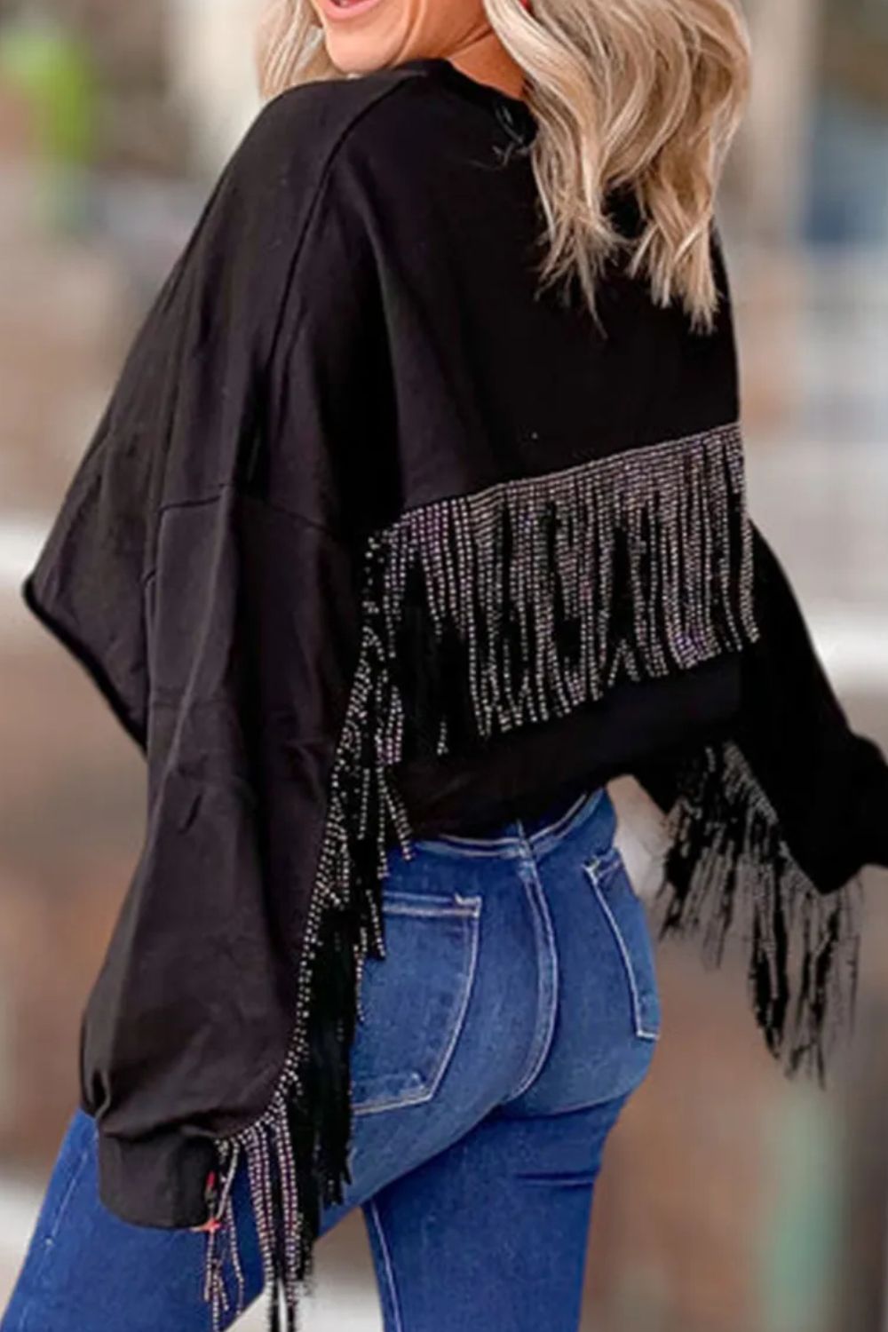 GAME DAY Fringe Long Sleeve Sweatshirt - Charming Charlie