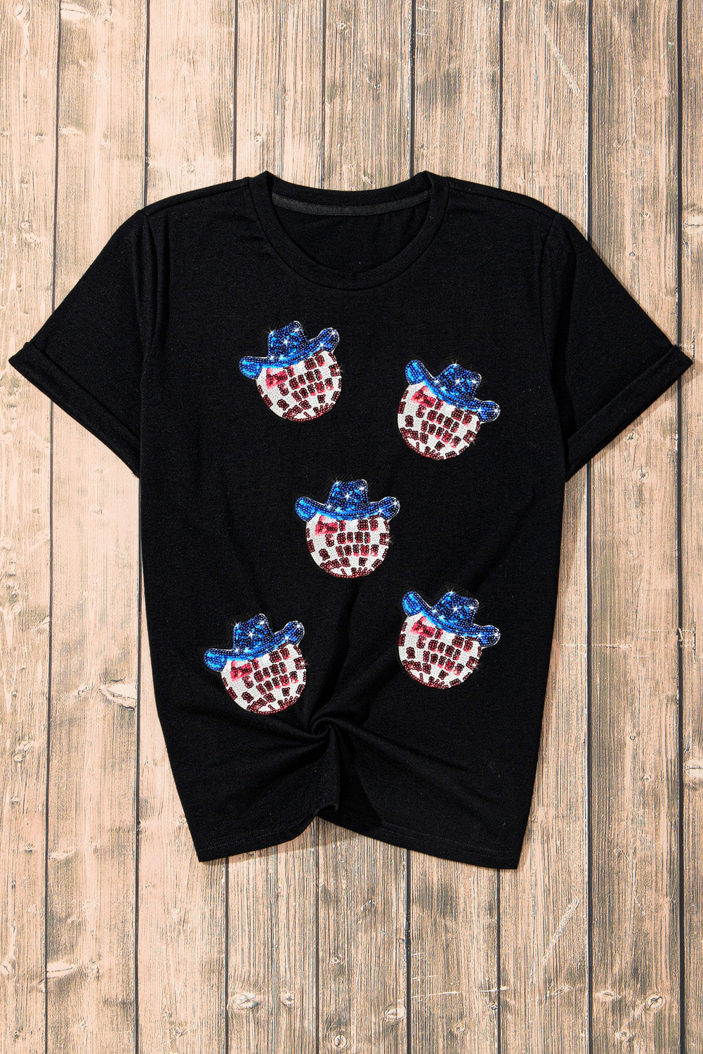 Sequin Round Neck Short Sleeve T-Shirt - Charming Charlie