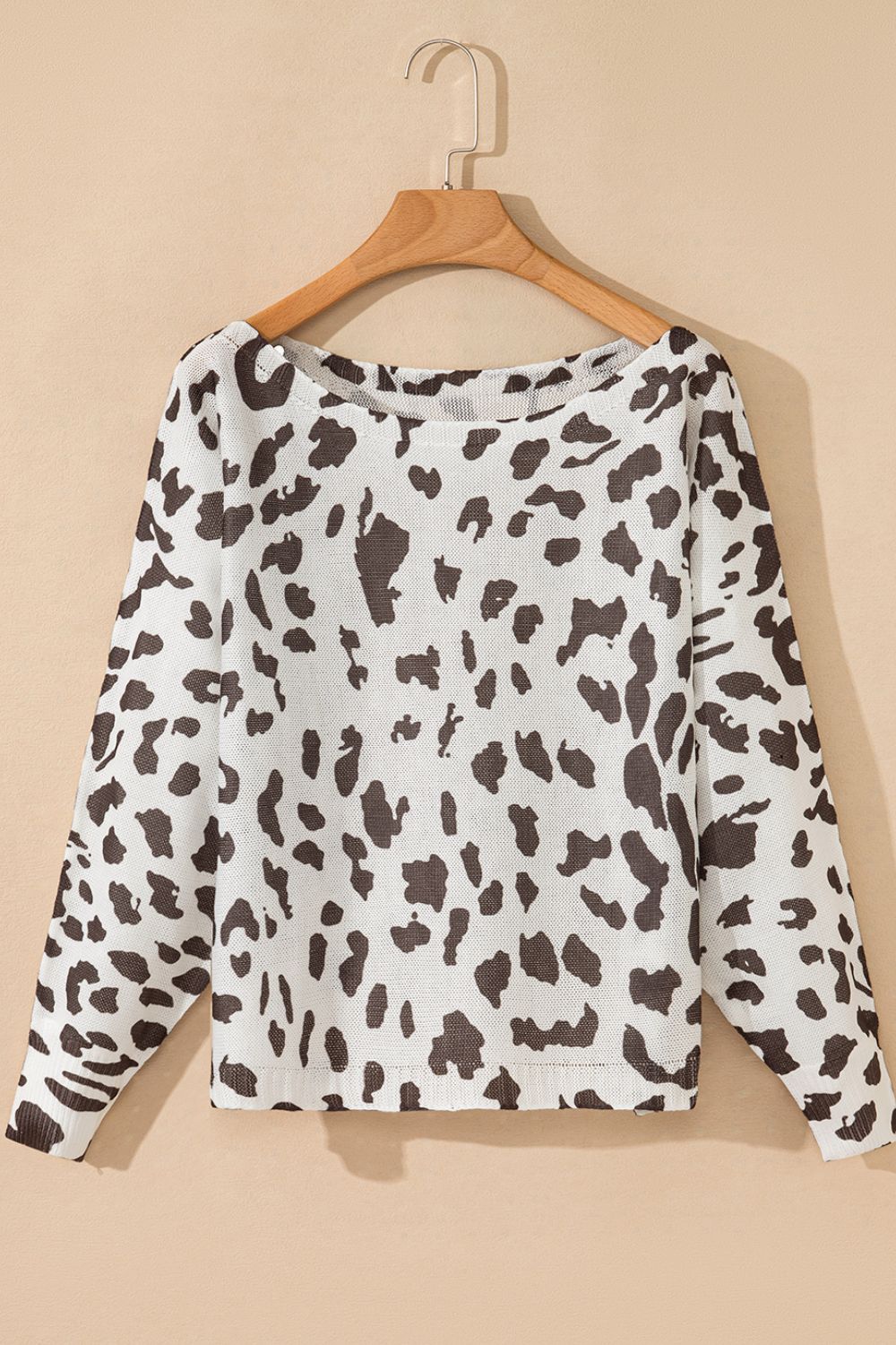 Leopard Boat Neck Long Sleeve Knit Top - Charming Charlie
