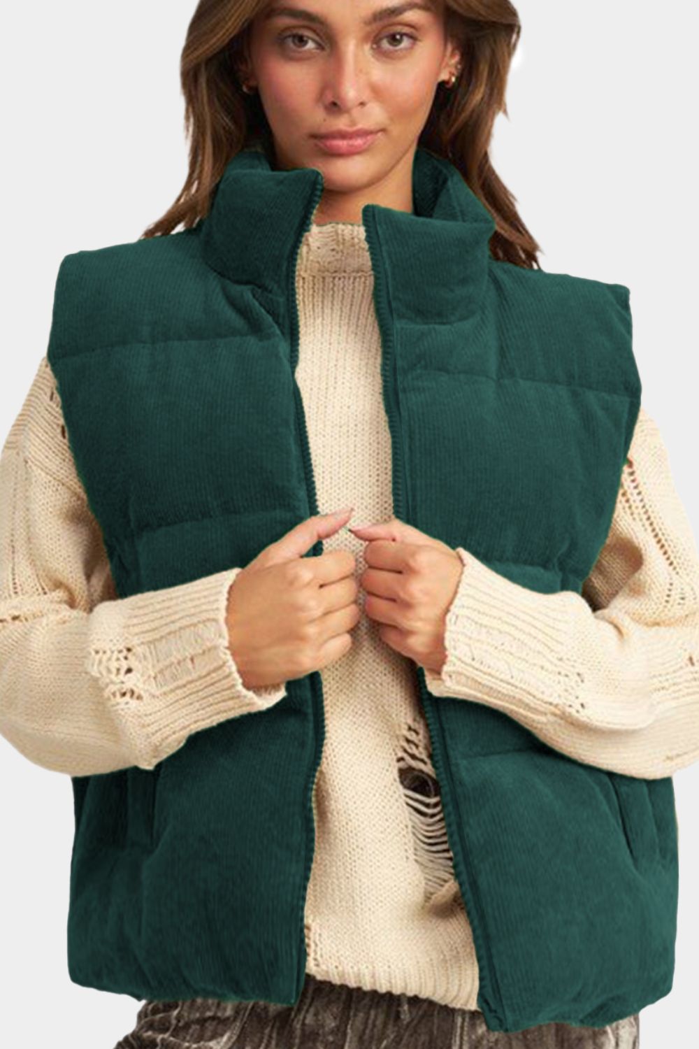 Zip Up Turtleneck Vest Coat - Charming Charlie