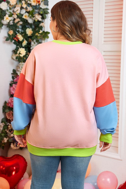 Women Plus Size Colorblock Crew Neck Sweatshirt - Charming Charlie