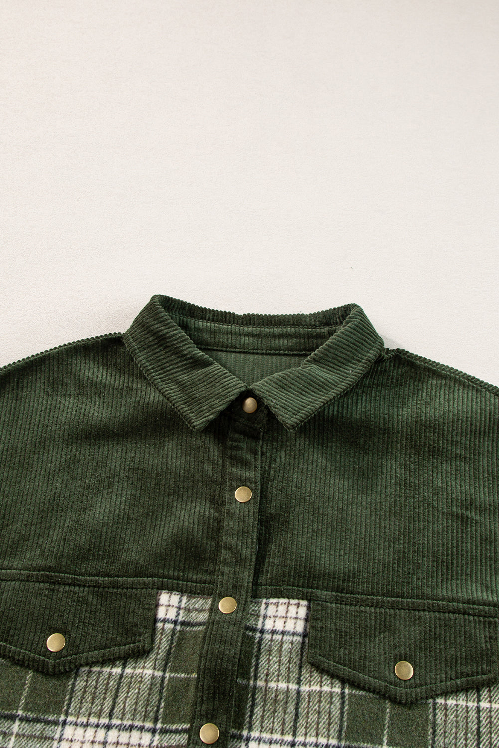 Snap Down Collared Neck Plaid Shacket - Charming Charlie