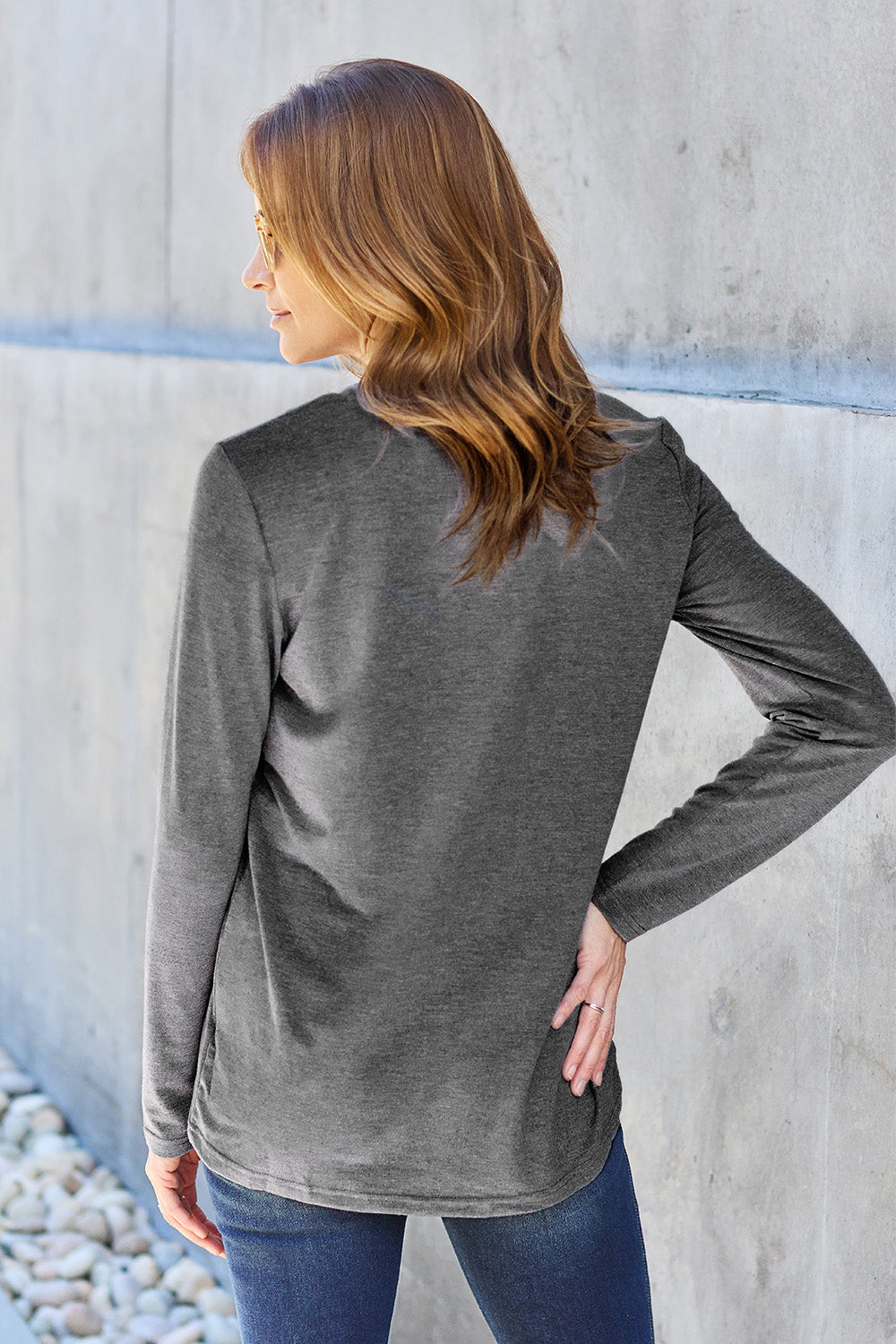 Basic Bae Full Size Round Neck Long Sleeve Top - Charming Charlie