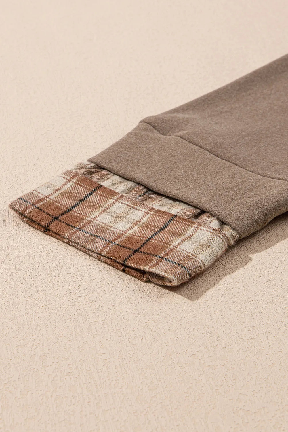 Drawstring Plaid Turtleneck Long Sleeve Top - Charming Charlie