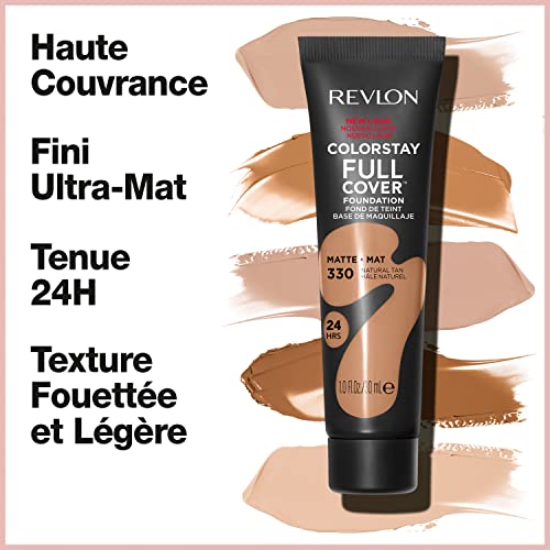 Revlon ColorStay Full Cover Longwear Matte Foundation, Heat & Sweat Resistant Lightweight Face Makeup - Charming Charlie