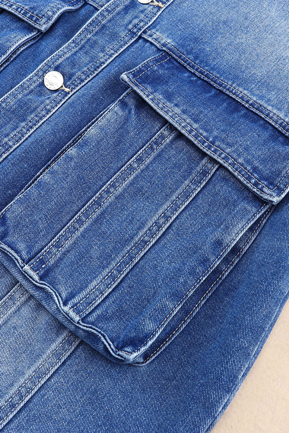 Collared Neck Button Up Denim Jacket - Charming Charlie