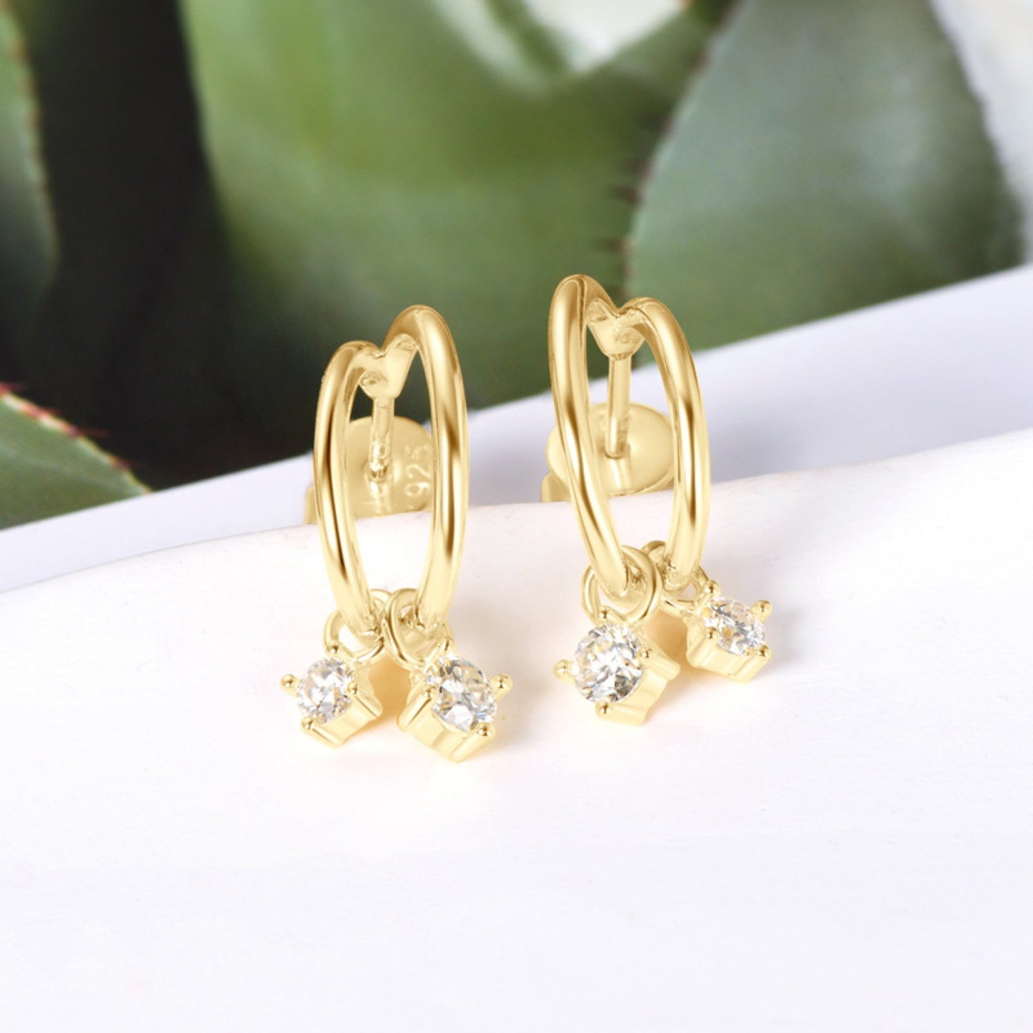 925 Sterling Silver Moissanite C-Hoop Earrings - Charming Charlie