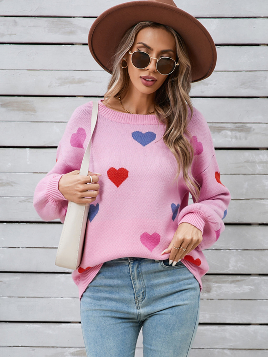 Angel Wings Heart Round Neck Long Sleeve Sweater - Charming Charlie